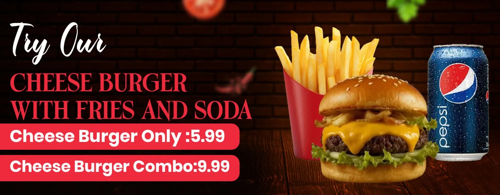 cheeseburger with fries.